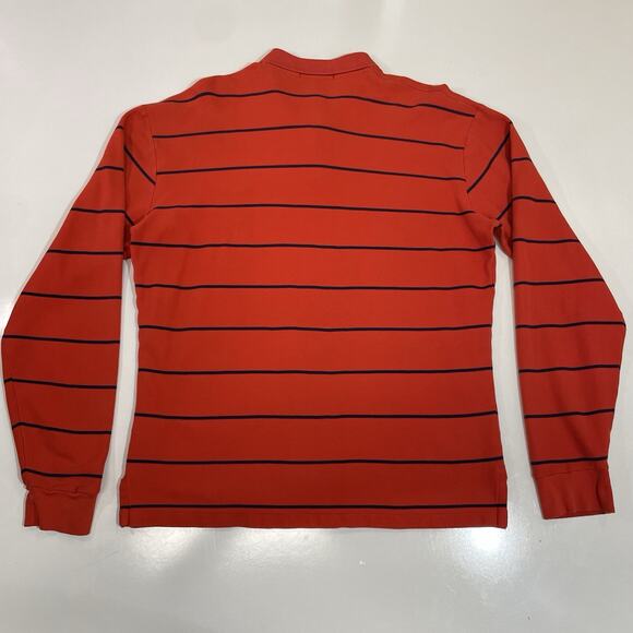 1990’s VTG Polo Ralph Lauren Rugby Style Striped 1/4 Button Polo Shirt Orange - Picture 7 of 7
